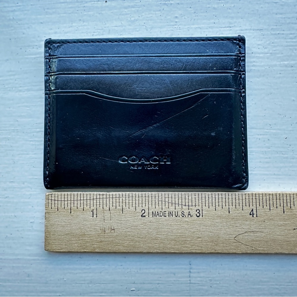 Coach wallet card case, black leather